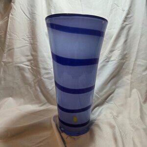 Hand-Blown Murano Venetian Glass Vase – Blue Horizontal Spiral Design